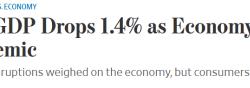 美国第一季度GDP萎缩1.4%