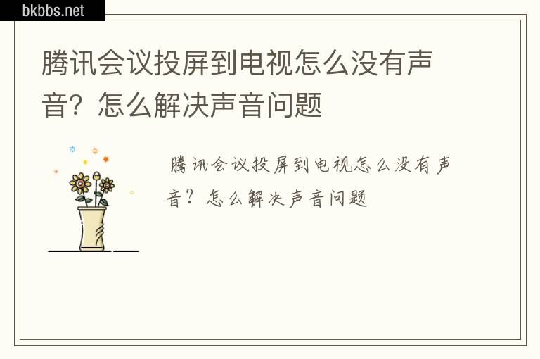 腾讯会议投屏到电视怎么没有声音？怎么解决声音问题