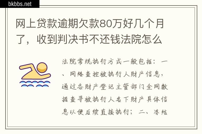 网上贷款逾期欠款80万好几个月了，收到判决书不还钱法院怎么执行