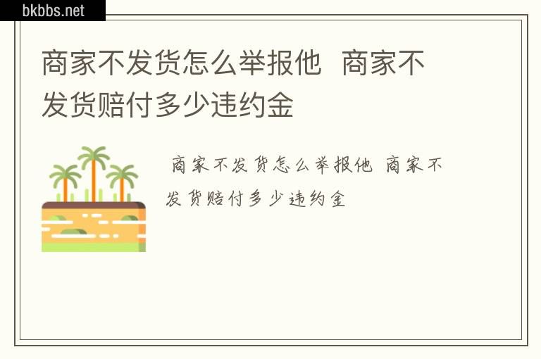 商家不发货怎么举报他  商家不发货赔付多少违约金