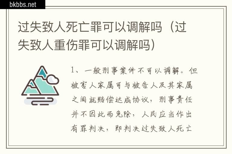 过失致人死亡罪可以调解吗（过失致人重伤罪可以调解吗）