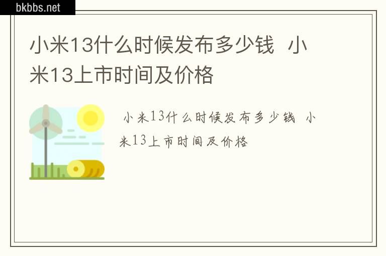 小米13什么时候发布多少钱  小米13上市时间及价格