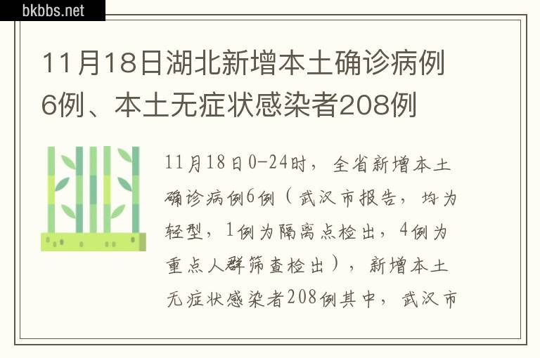 11月18日湖北新增本土确诊病例6例、本土无症状感染者208例