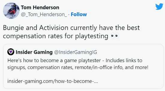 各厂游戏测试人员报酬一览：Bungie、动视福利最好