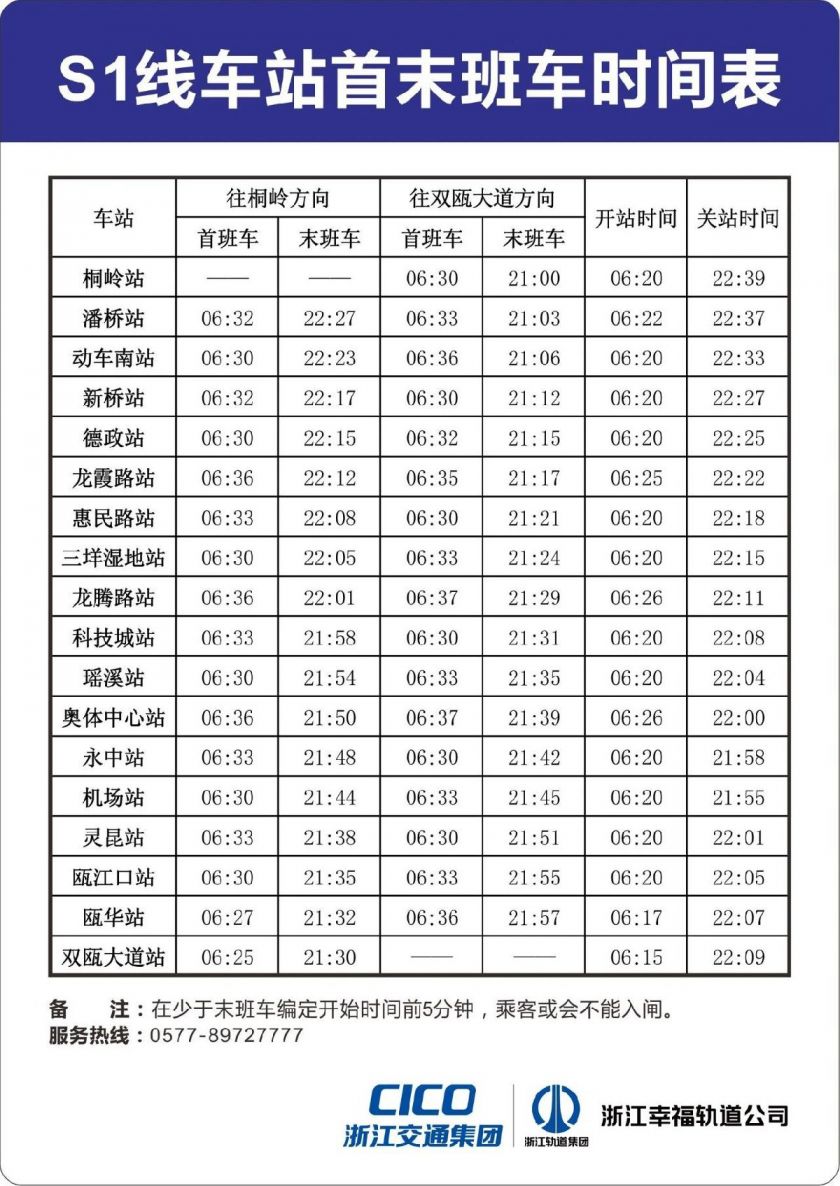 2022温州轨道交通最新时刻表 票价 线路图（最新）