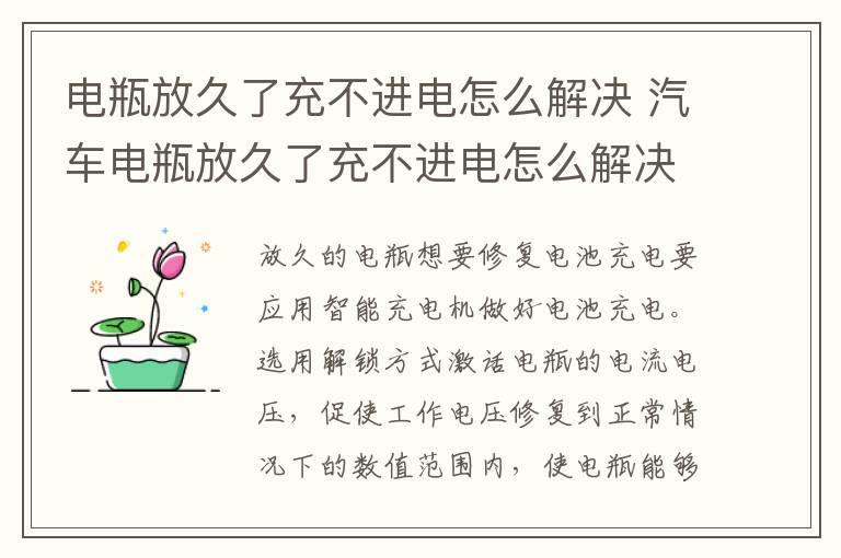 电瓶放久了充不进电怎么解决 汽车电瓶放久了充不进电怎么解决