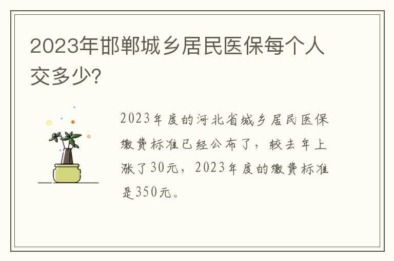 2023年邯郸城乡居民医保每个人交多少？