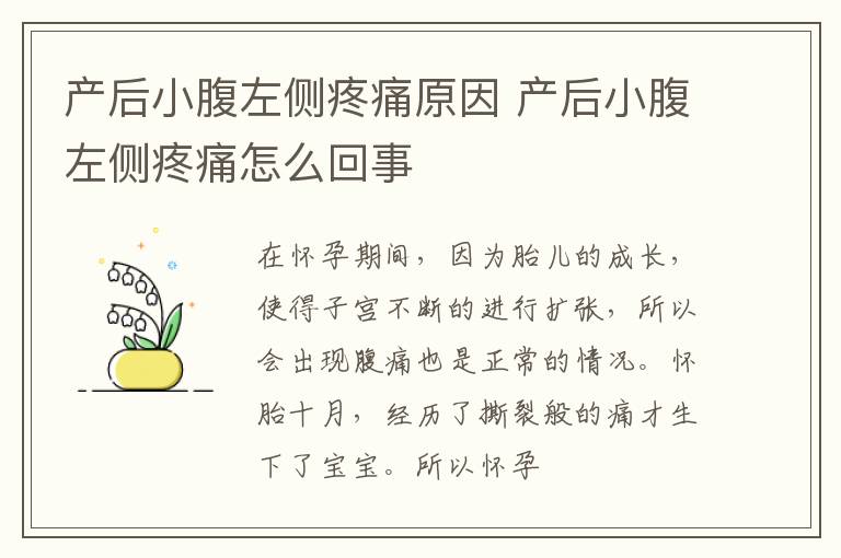 产后小腹左侧疼痛原因 产后小腹左侧疼痛怎么回事