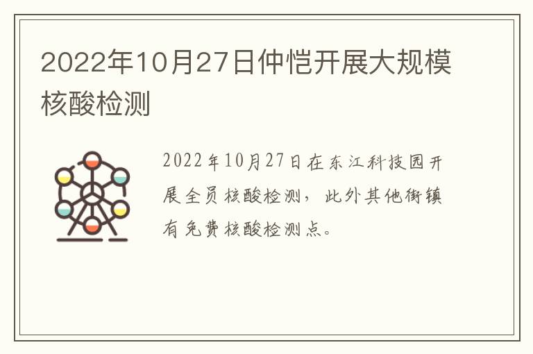 2022年10月27日仲恺开展大规模核酸检测