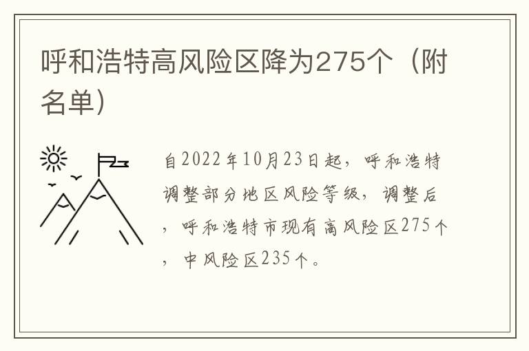 呼和浩特高风险区降为275个（附名单）