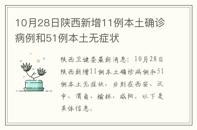 10月28日陕西新增11例本土确诊病例和51例本土无症状