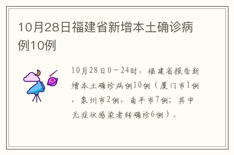 10月28日福建省新增本土确诊病例10例