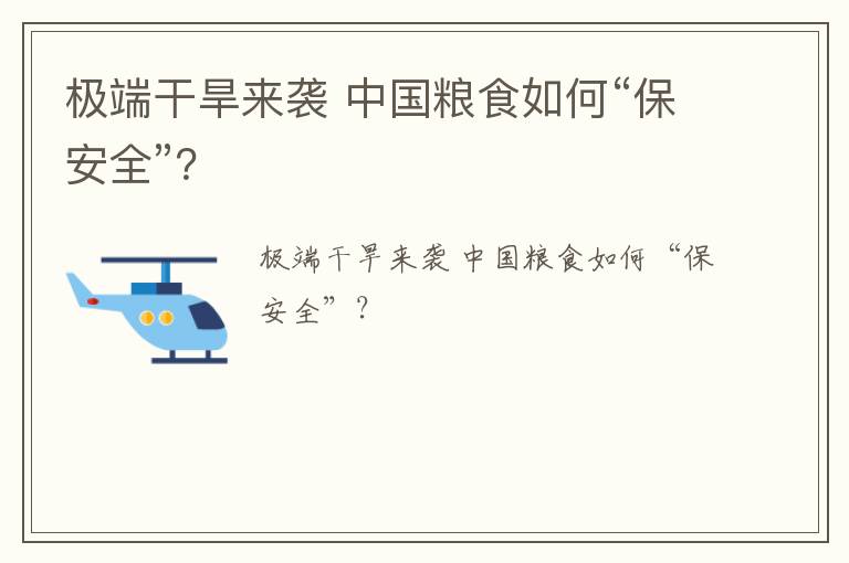 极端干旱来袭 中国粮食如何“保安全”？