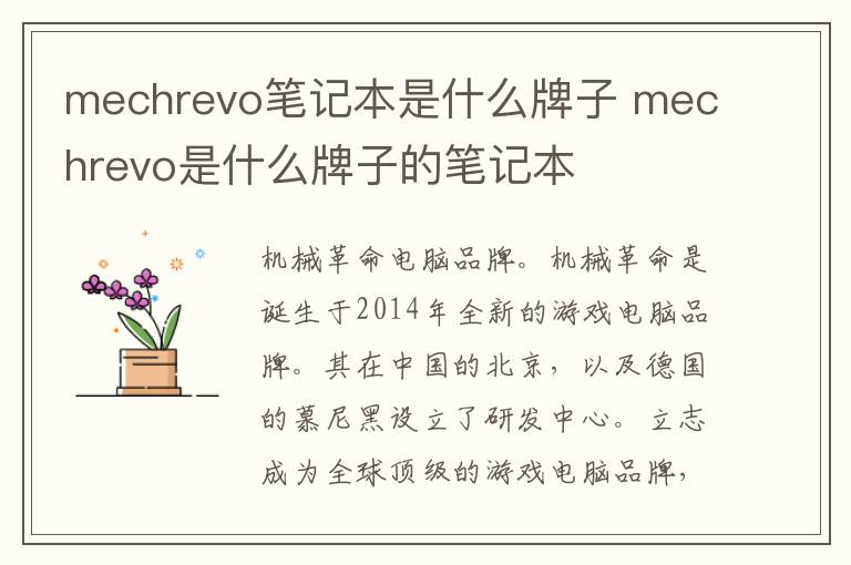 mechrevo笔记本是什么牌子 mechrevo是什么牌子的笔记本