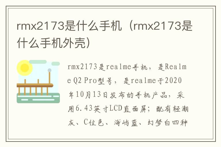 rmx2173是什么手机（rmx2173是什么手机外壳）