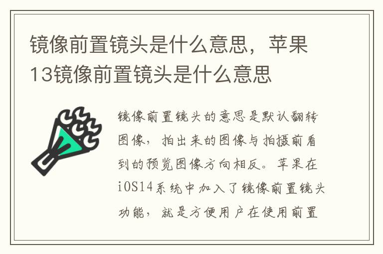 镜像前置镜头是什么意思，苹果13镜像前置镜头是什么意思