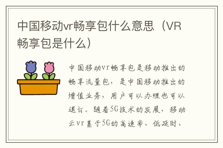 中国移动vr畅享包什么意思（VR畅享包是什么）