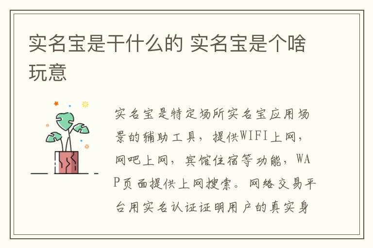 实名宝是干什么的 实名宝是个啥玩意