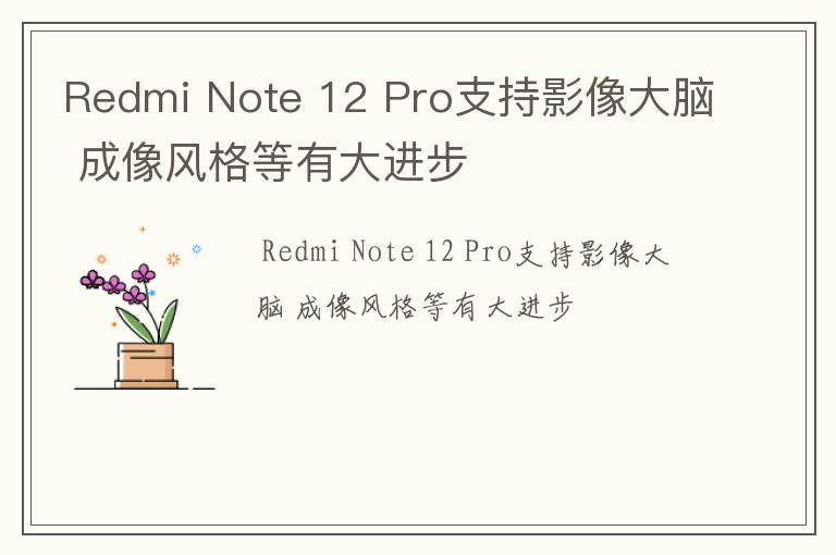 Redmi Note 12 Pro支持影像大脑 成像风格等有大进步