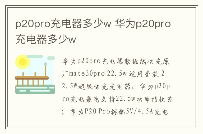 p20pro充电器多少w 华为p20pro充电器多少w