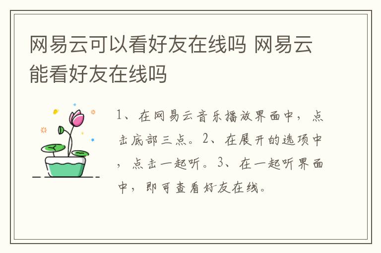 网易云可以看好友在线吗 网易云能看好友在线吗