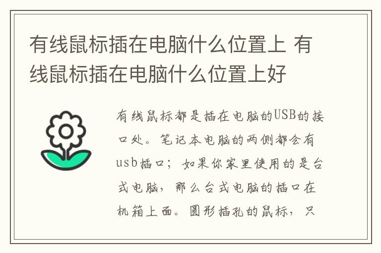 有线鼠标插在电脑什么位置上 有线鼠标插在电脑什么位置上好