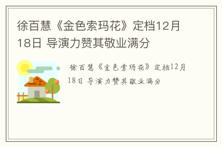 徐百慧《金色索玛花》定档12月18日 导演力赞其敬业满分