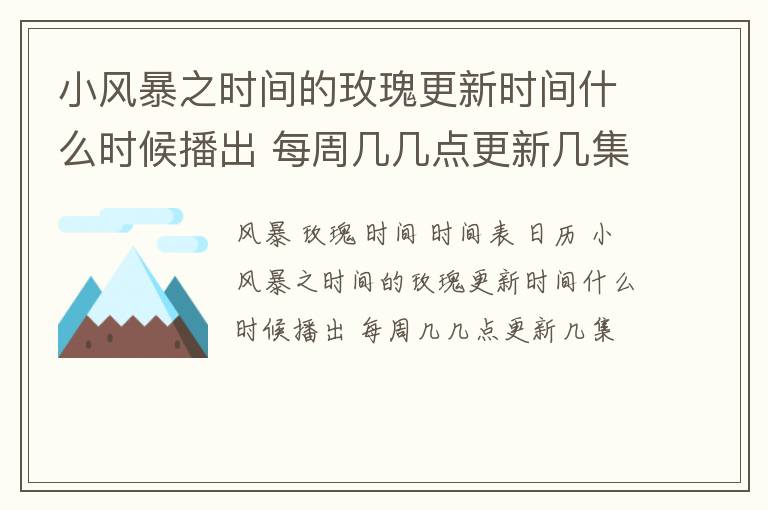 小风暴之时间的玫瑰更新时间什么时候播出 每周几几点更新几集