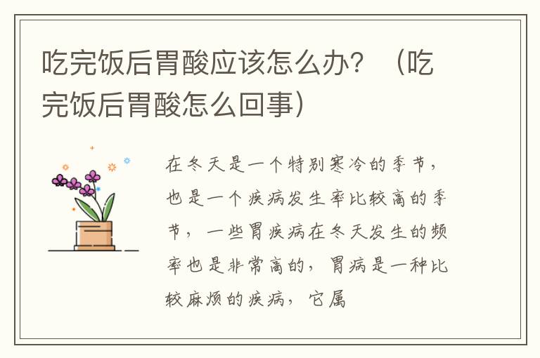 吃完饭后胃酸应该怎么办？（吃完饭后胃酸怎么回事）