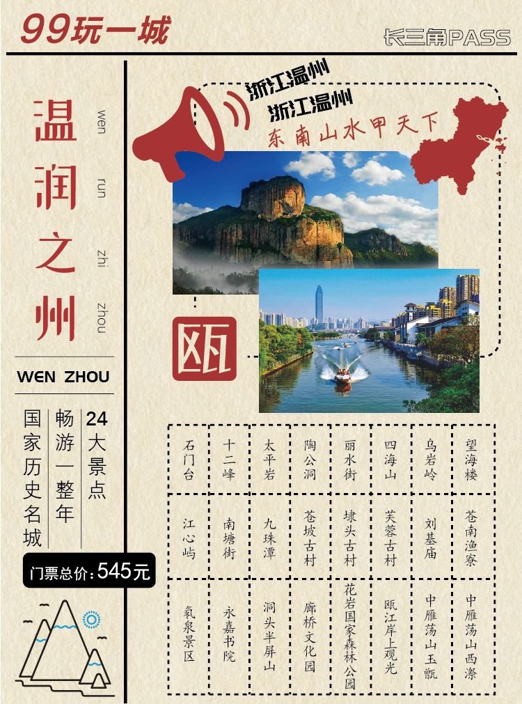 2022温州长三角PASS旅游年卡包含哪些景点？