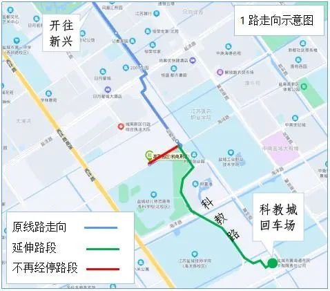 2022年盐城1路33路公交延伸公告（最新走向）