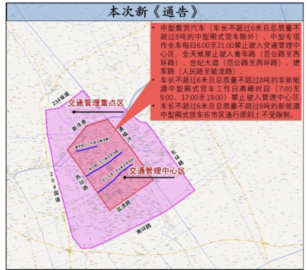 盐城中型货车市区限行时间+规定