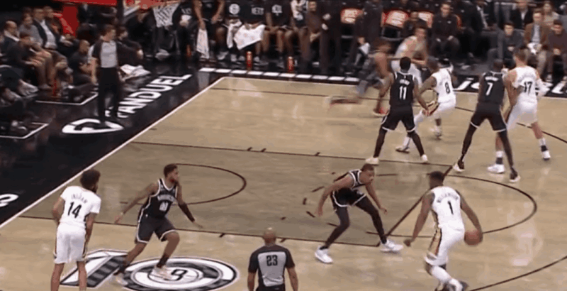 杜兰特晃倒对手三分命中 杜兰特反超三分