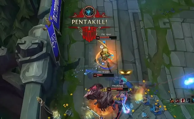 fnc.upset使用复仇之矛拿下s12首个五杀