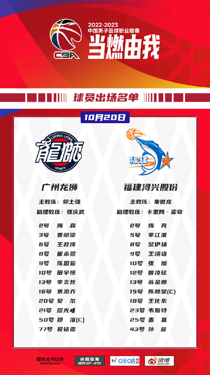 广州vs福建大名单:韦斯特首秀,林书豪不在列