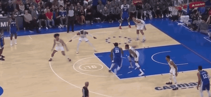 野兽对决!恩比德尝试挑战字母和洛佩斯,遭到前者封盖